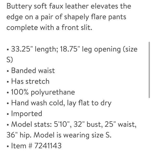 RDI Faux Leather Slit Front Flare Pants Taupe Gray Brown L - Picture 8 of 10